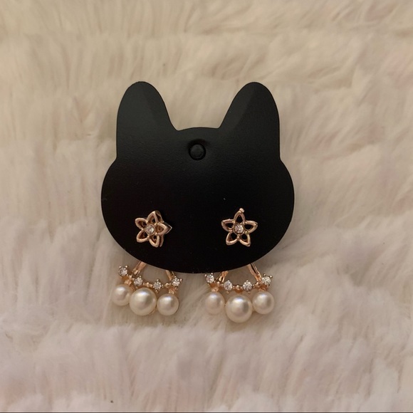 3 for 10 EARRINGS - star pearl gold - Picture 1 of 4